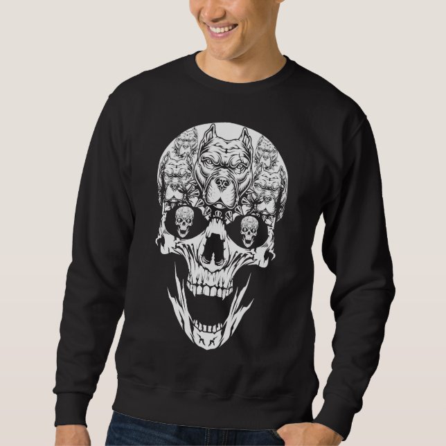 Moletom Halloween Costume Skull Pitbull Dog Lover (Frente)