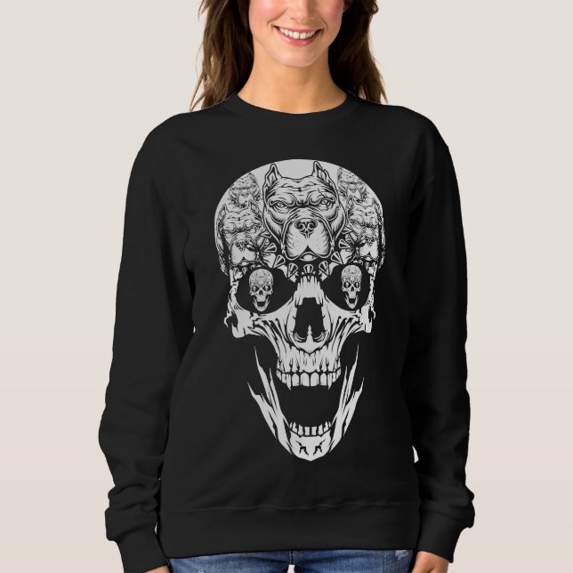 Moletom Halloween Costume Skull Pitbull Dog Lover (Frente)