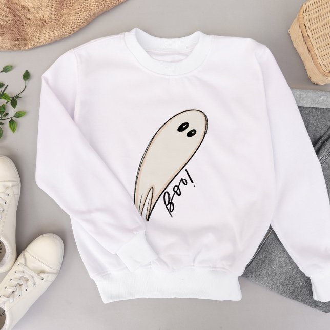 Moletom Halloween da Ilustração do Boo Ghost (Hand-lettered Boo Ghost Illustration Halloween Sweatshirt)