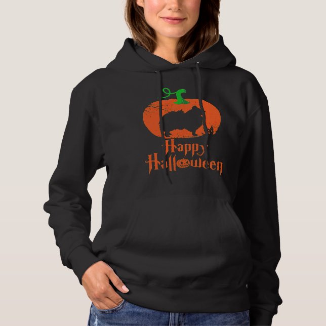 Moletom Halloween De Cão Pomerano (Frente)