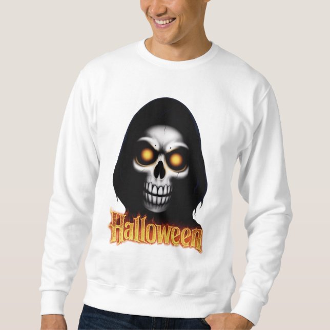 Moletom Halloween design: Scary skull with glowing eyes (Frente)