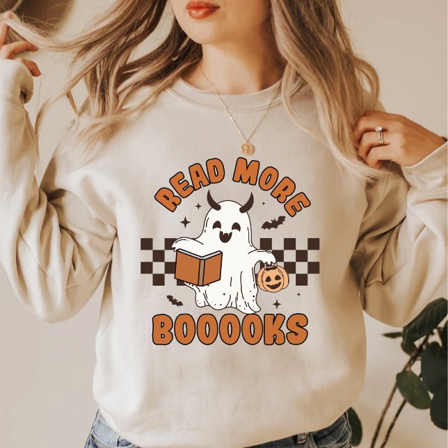 Moletom Halloween Doodles Ghost Books Amantes (Halloween Doodles Ghost Books Lovers Sweatshirt)