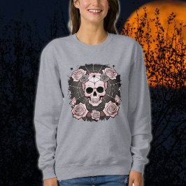 Moletom Halloween Dusty Pink Skulls & Rosas Spooky