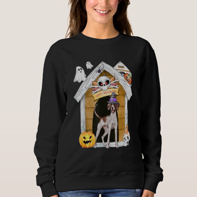 Moletom Halloween English Pointer Dog Witch Haunted House (Frente)