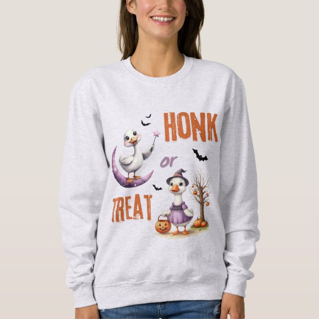 Moletom Halloween Goose Honk Ou Treat Autumn Vibes (Frente)