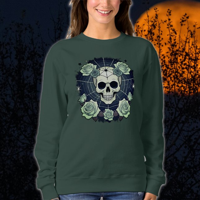 Moletom Halloween Green Skulls & Rosas Spooky (Criador carregado)