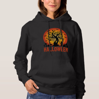 Moletom Halloween Haunted Tree Witch and Black Cats