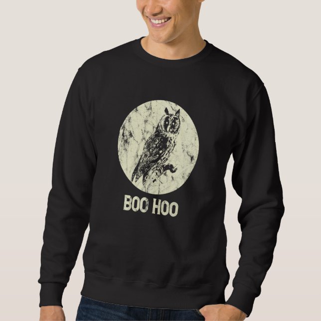 Moletom Halloween Owl Retro Full Moon Boo Hoo Distante (Frente)