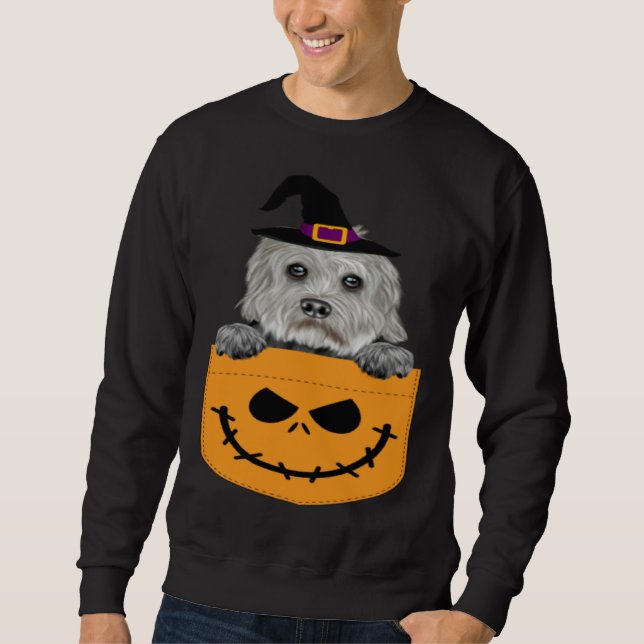 Moletom Halloween Pocket Dandie Dinmont Terrier Scary Jack (Frente)