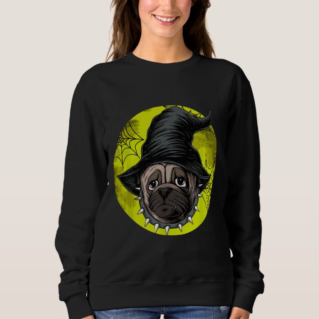 Moletom Halloween Pug Dog Amante Pumpkin Grunge Jack O Lan (Frente)