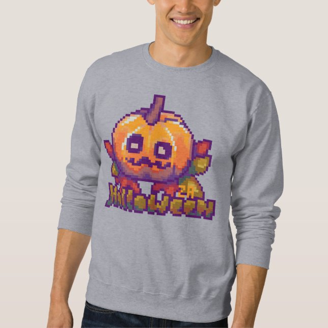 Moletom Halloween pumpkin pixel art (Frente)