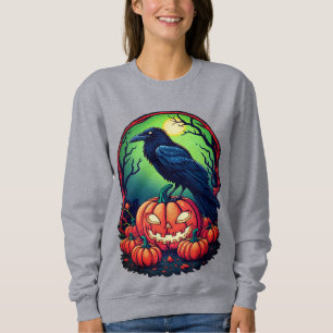 Moletom Halloween Raven em um Pumpkin Patch