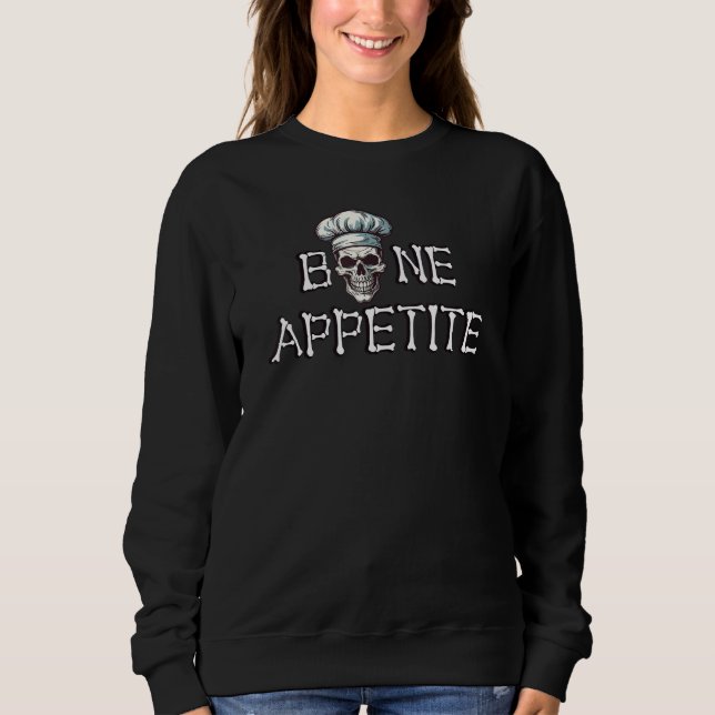 Moletom Halloween Skeleton Bone Appetit pun - Chef hat Sk (Frente)