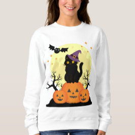 Moletom Halloween Spooky Cat Witch Jack-o-lanterns Mulhere