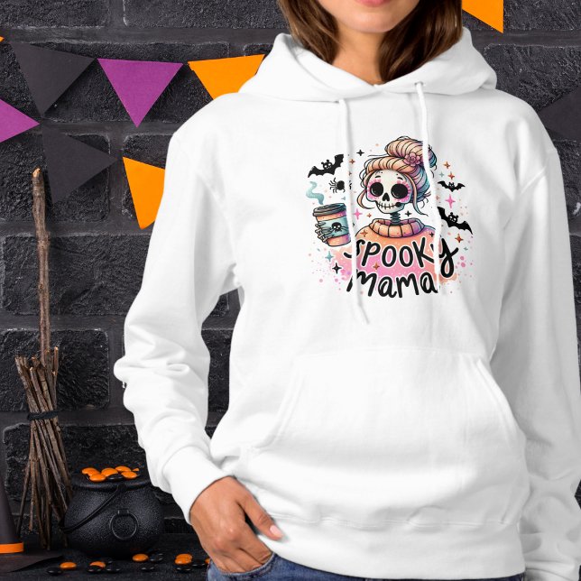 Moletom Halloween Spooky Mama Café Skeleton Chic (Criador carregado)
