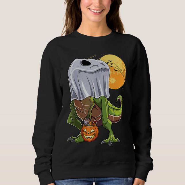Moletom Halloween T Rex Dinosaur Ghost Boo Trick Rarw Trea (Frente)
