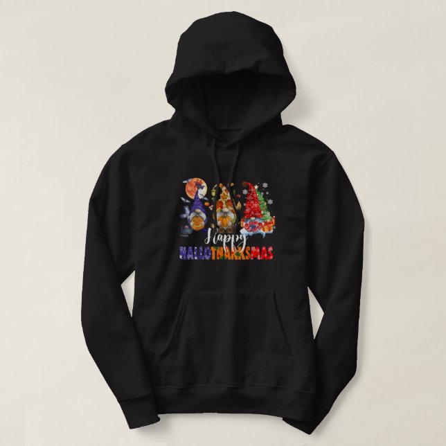 Moletom Halloween Thanksgiving Christmas Happy Hallothanks (Frente do Design)
