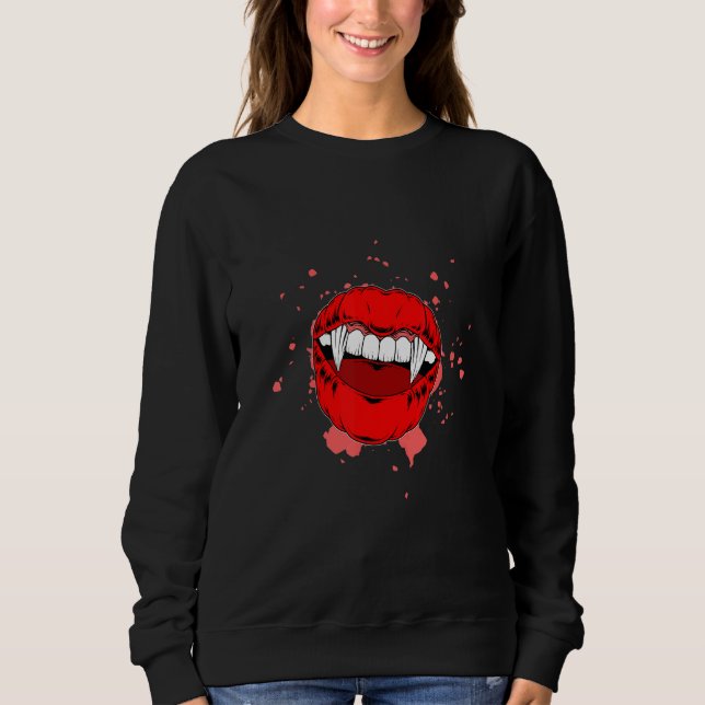 Moletom Halloween Vampie Teeth Halloween Fick Tre (Frente)