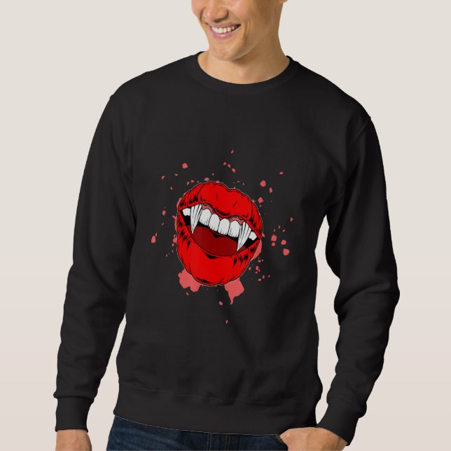Moletom Halloween Vampie Teeth Halloween Fick Tre (Frente)