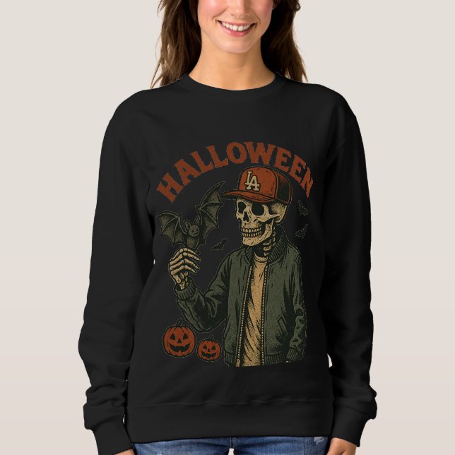 Moletom Halloween Vintage - Esqueleto Assustador  (Frente)