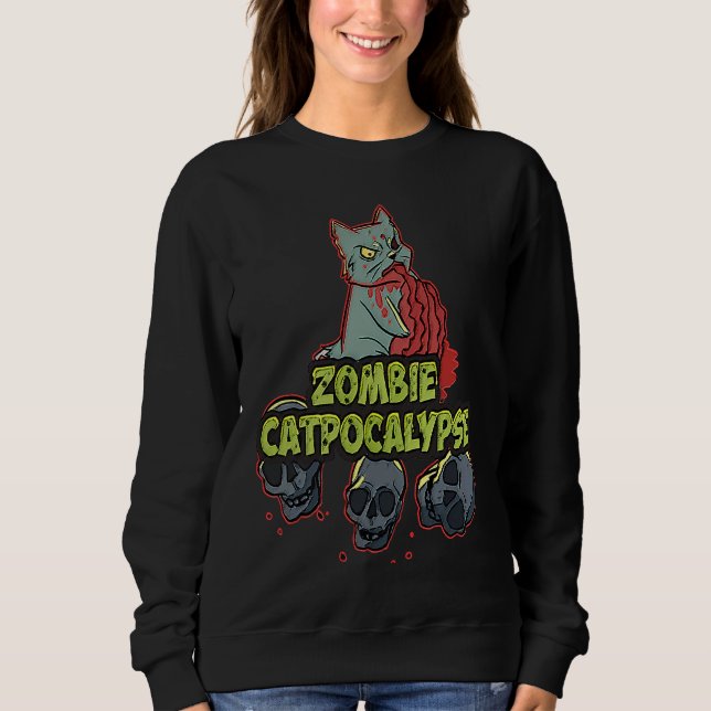 Moletom Halloween Zombie Cat Apocalypse  Kitty  Party (Frente)