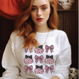 Moletom HalloweenCoquette Pumpkins e arcos rosa