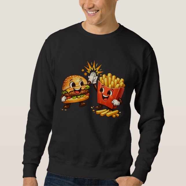 Moletom Hamburger e Batata Frita Fofo Cumprimento de Cinco (Frente)