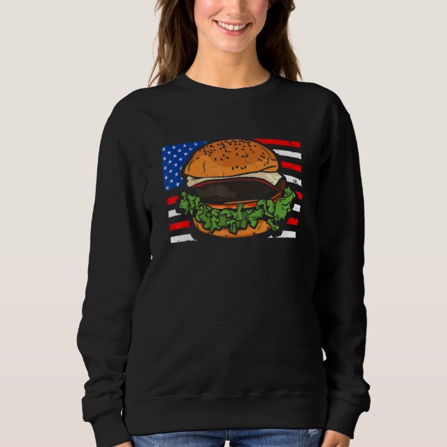 Moletom Hamburger Sandwich Com Bandeira Dos Eua 4 De Julho (Frente)