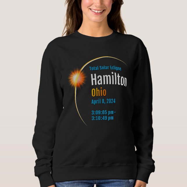 Moletom Hamilton Ohio OH Total Eclipse Solar 2024 1 (Frente)