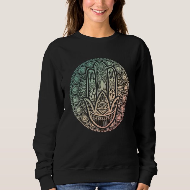 Moletom Hamsa Hand Mandala Hindu Yoga Meditation Spiritual (Frente)