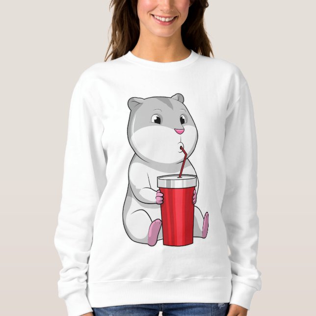 Moletom Hamster com palha de Mug e Bebendo (Frente)