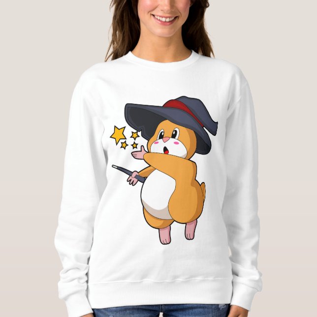 Moletom Hamster como Feiticeiro com varinha mágica (Frente)