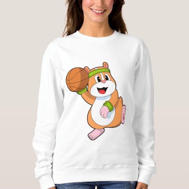 Moletom Hamster como jogador de basquete com basquete (Frente)