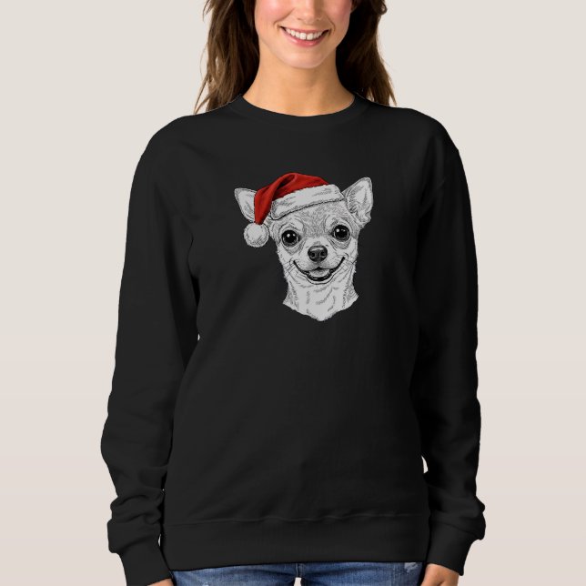 Moletom Hand-Drawn Chihuahua Christmas Custom Name Dog (Frente)