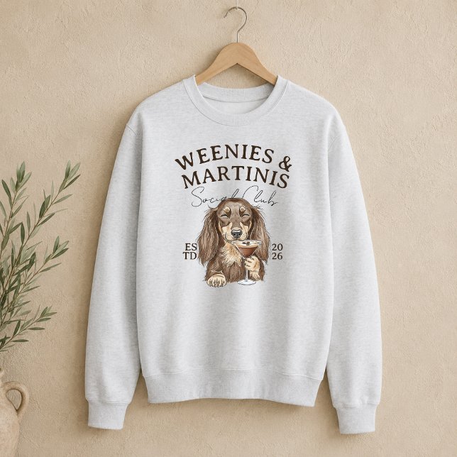 Moletom Hand Drawn Weenies e Martinis Dachshund (Hand Drawn Weenies and Martinis Dachshund Sweatshirt)