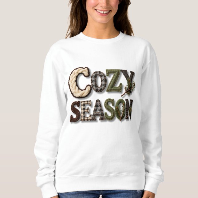 Moletom Hand Stitched Cozy Season Winter Text Sweater (Frente)