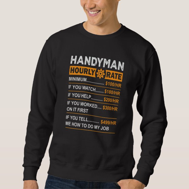 Moletom Handyman Hourly Rate Handyman Worker Carpenter Pri (Frente)