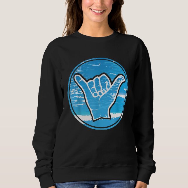 Moletom Hang Loose Mão Persa Shaka Aloha Surf com Fundo Oc (Frente)