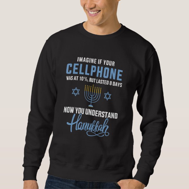 Moletom Hanukkah  Cellphone Chanukkah Jewish Xmas Pajamas (Frente)