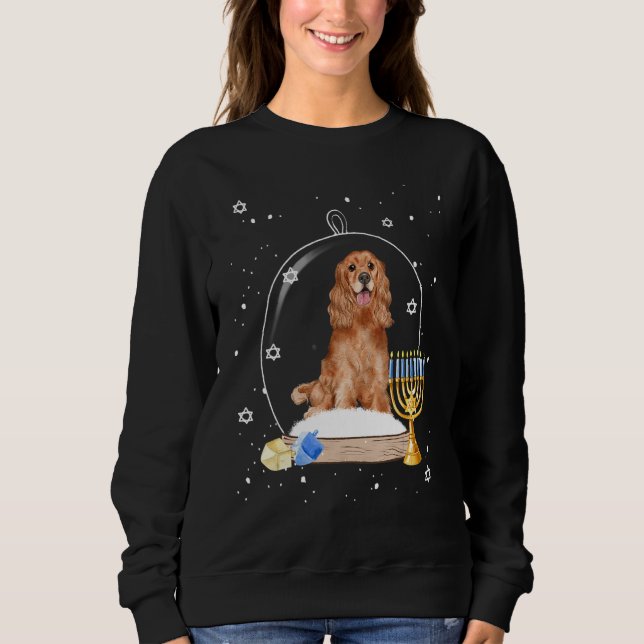Moletom Hanukkah Cocker Spaniel. Dog Snow Globe Pajama (Frente)