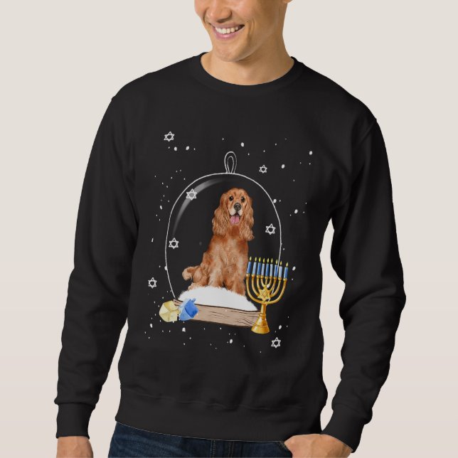 Moletom Hanukkah Cocker Spaniel. Dog Snow Globe Pajama (Frente)