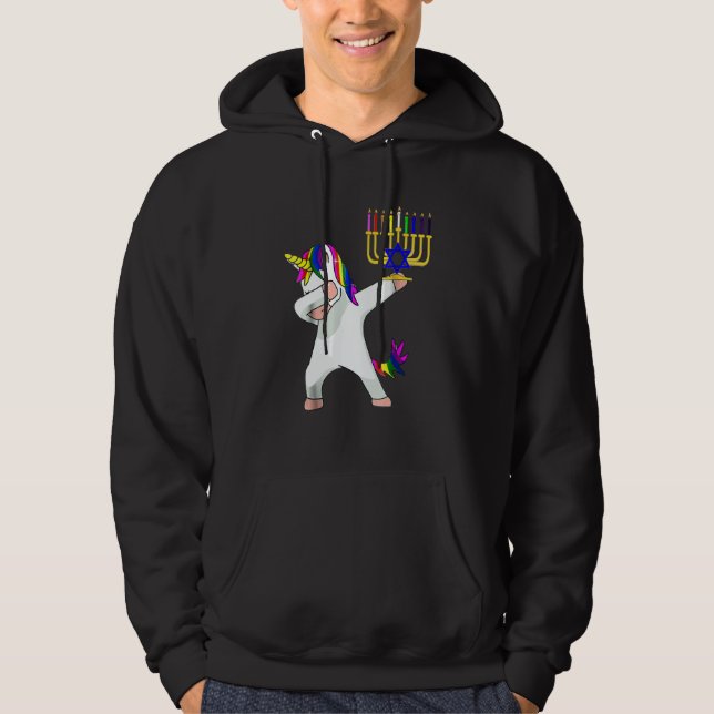 Moletom Hanukkah Dabbing Unicorn Jewnicorn Chanukah Jewish (Frente)