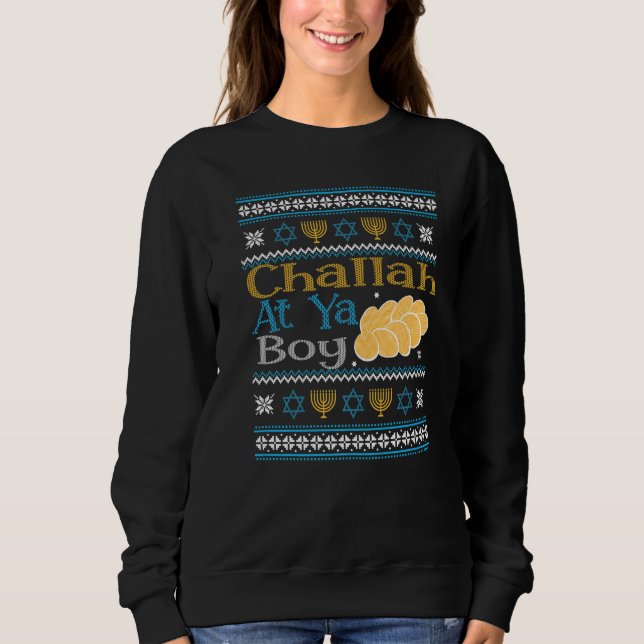 Moletom Hanukkah Jewish Challah At Ya Boy Ugly Sweater Sty (Frente)