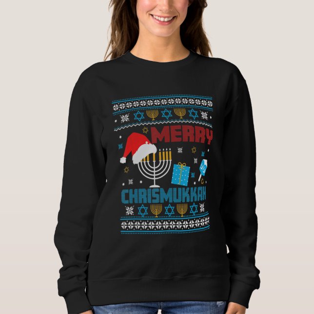 Moletom Hanukkah Jewish Christmas Chrismukkah Sweater (Frente)
