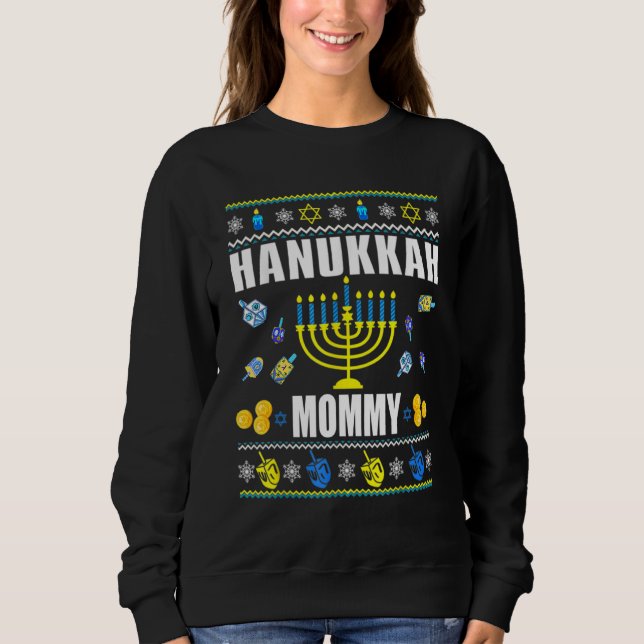 Moletom Hanukkah Mommy Jew Chanukah Ugly Sweater Pajamas (Frente)
