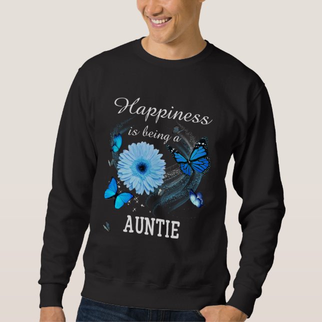 Moletom Happiness is being a Auntie Daisy Blue Flower butt (Frente)
