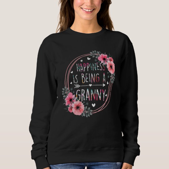 Moletom Happiness Is Being A Granny Floral Mother s Day Wo (Frente)