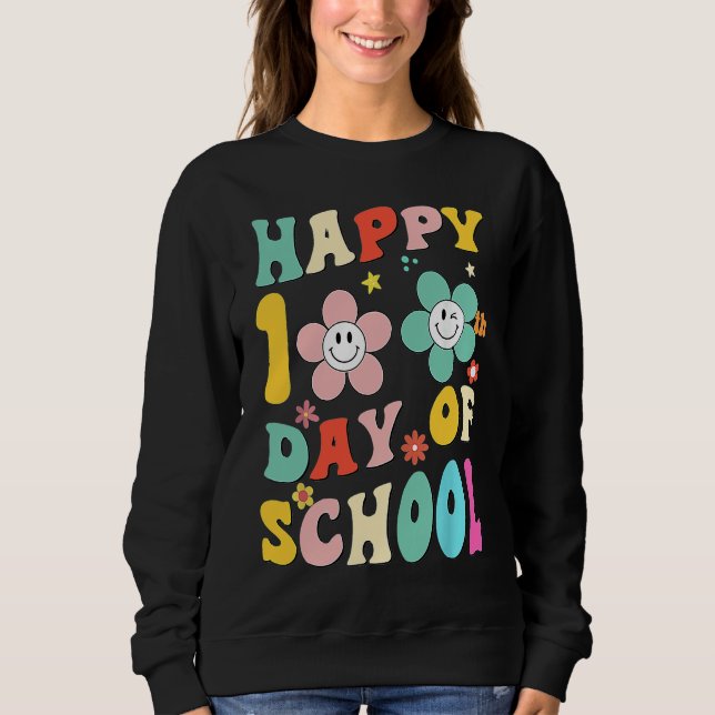Moletom happy 100 Days Of school groovy 100th day school T (Frente)