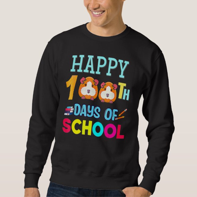 Moletom Happy 100 Days Of School Guinea Pig Shirt Boys Gir (Frente)