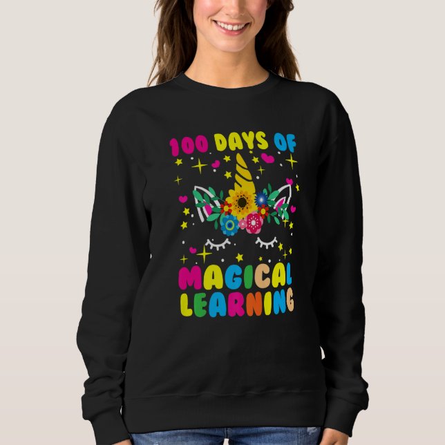 Moletom Happy 100 Days Of School Magical Learning Unicorn  (Frente)